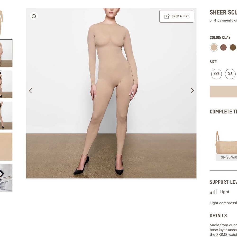 NWT SKIMS SHEER SCULPT CATSUIT